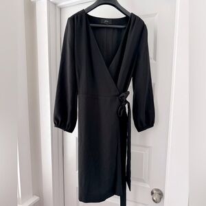 JCREW - Black Wrap Dress in 365 Crepe - Size 8